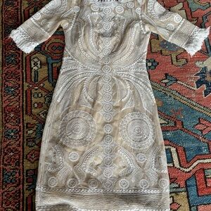Elegant Beige Lace Dress